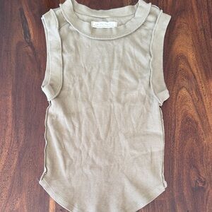 Woman's Light Camo Green Ribbed Knit Top